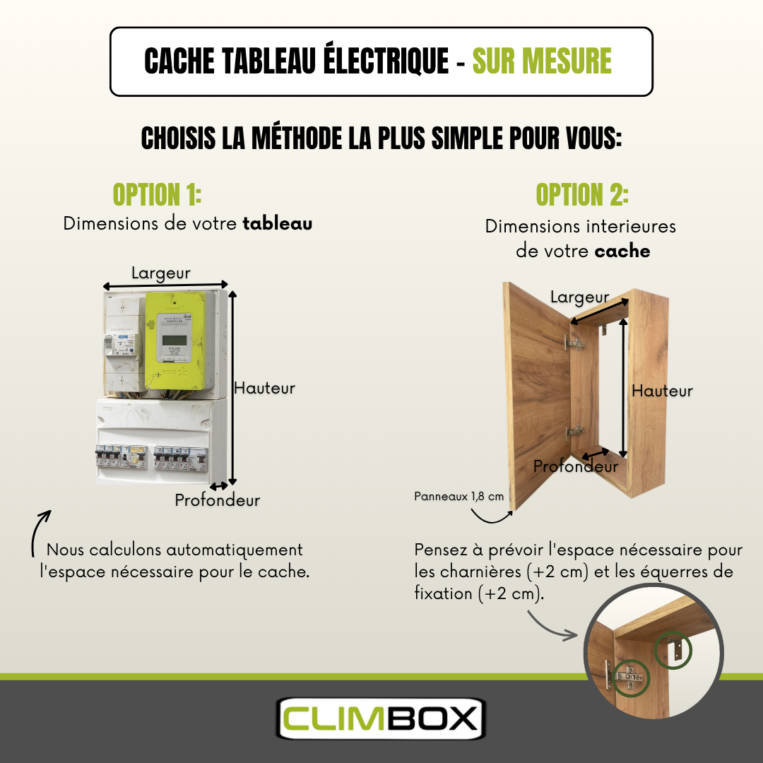 Cache tableau électrique noir "SUR MESURE"